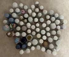Vintage 80’s Thimble Lot Of 80 Porcelain 