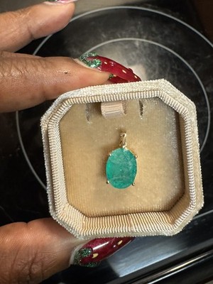 Natürlicher grüner Muzo kolumbianischer Smaragd 4,33 ct oval 18k Gold Anhänger zertifiziert 