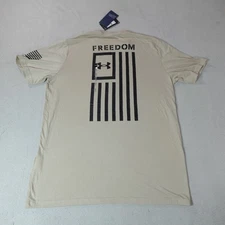 Under Armour Shirt Mens Large Tan Freedom Flag Gorpcore Patriotic USA America T