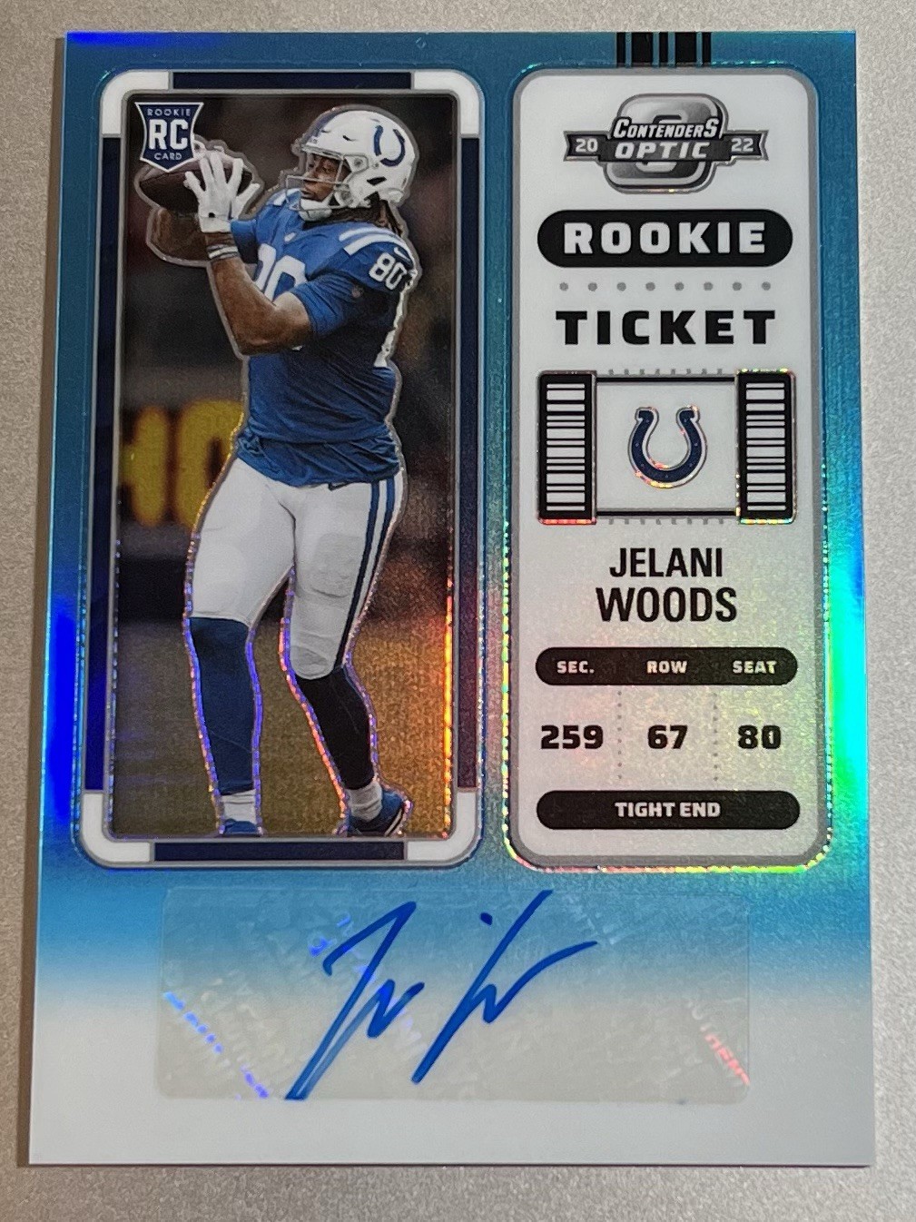 Jelani Woods Panini Contenders Optic #172 Autograph-Teal