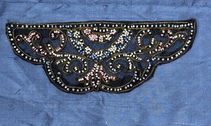 Antique French Beaded, Metallic Thread Net Trim Appliqué Great for Antique Dolls