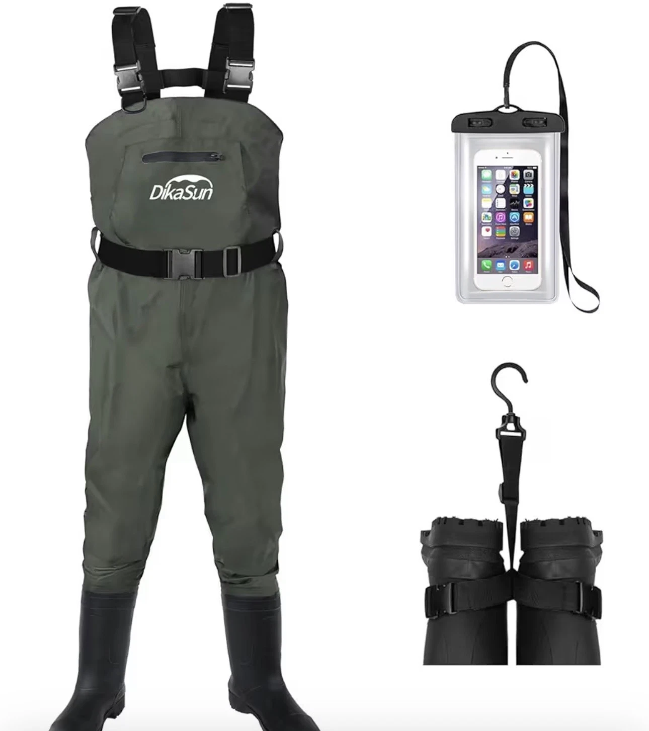 Fishing Waders Men Women,Waterproof 2-Ply Nylon/PVC Chest Wader with Boots M8W10
