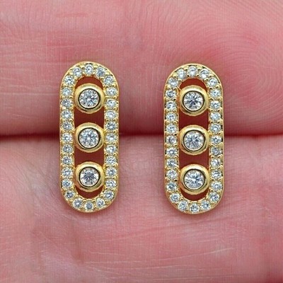 Round Cut Simulated Diamond Pretty Fancy Stud Earring In 14k Yellow Gold Plated