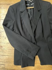 White House Black Market Womens Jacket SZ 6 Black Button Blazer