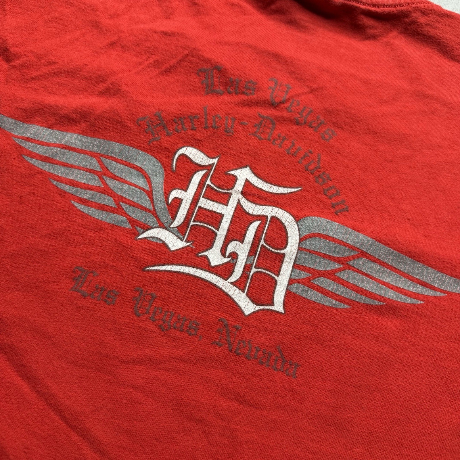Vintage Y2K Harley Davidson Big Logo Red Las Vegas Nevada T-Shirt Men’s Large
