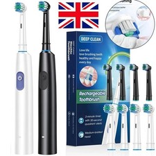 Toothbrush Electric Rechargeable Pro Rotating Brush Oral Heads Timer Modes Usb.