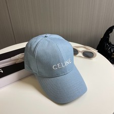 Celine Baseball Cap Light Blue Unisex Fabric NEW