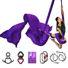 Deluxe Aerial Silks Equipment Set - 11 Yards Aerial Yoga Hammock Swing for Ac...