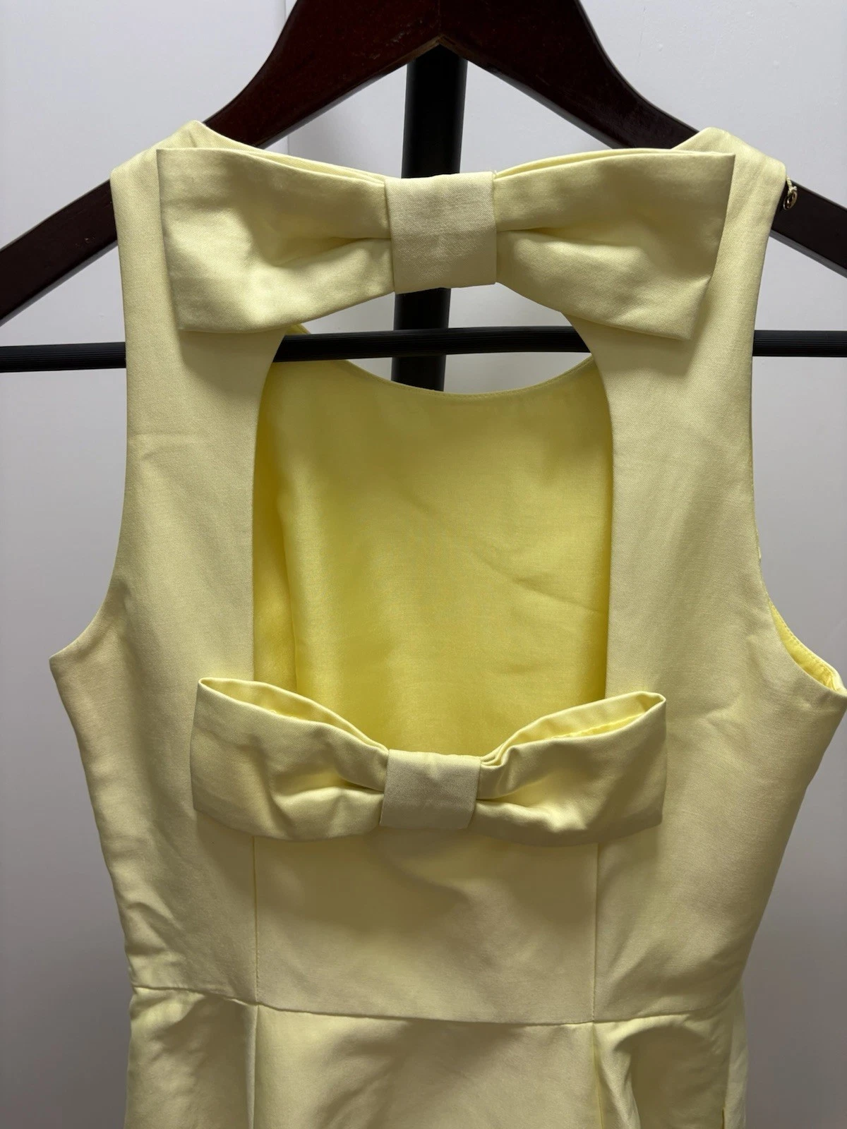 Abito Kate Spade doppio fiocco schiena giallo burro $448 nuovo 2 (Xs s small)