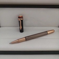 Perfect Snake Pens Series Black Grid-Rose Gold Clip Rollerball Pen
