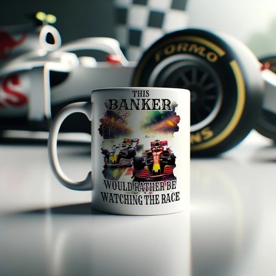 Tasse für Race Day Mood - BANKER LIEBER BE WATCH THE CAR RACING - Handarbeit