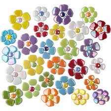 Flower Mosaic Tiles for Crafts Bulk, 1LB Iridescent Mosaic Tiles Supplies, Petal