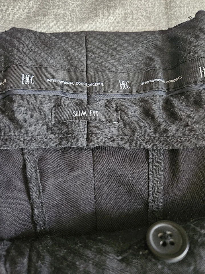 INC Men’s Black Dress Pants 40x32 Hemmed to 26.5" Reversible Hem Wool Blend - Image 4 of 4