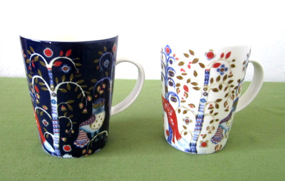 New A Pair of Iittala Klaus Haapaniemi Taika Owl Blue & White Mug Finland No Box