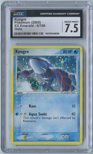 2005 POKEMON EX EMERALD #6 KYOGRE HOLO CGC 7.5 NEAR MINT+