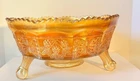 Antique FENTON Marigold FANTAIL BUTTERFLY BERRY Carnival Glass LARGE FOOTED BOWL