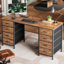 Computer Desk w/ 8 Fabric Drawers Office Desk Work Gaming Table