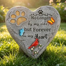 Dog Memorial Stone Pet Loss Sympathy Gift 10 inch 10in Heart Pet Paw