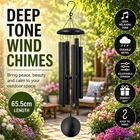 65cm Black Metal Wind Chimes Deep Tone Outdoor Garden Hanging Wind Chime Decor
