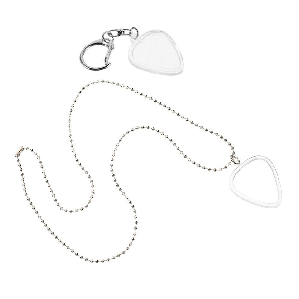  Scatola porta plettri trasparente per chitarra da 2 pezzi con portachiavi, - Immagine 2 di 4