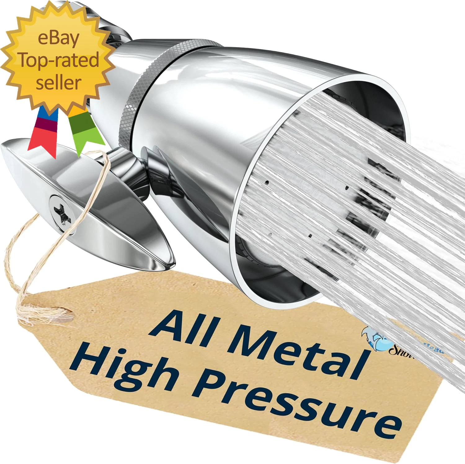 Solid Metal 2 Inch High Pressure Shower Heads - CHROME – 2.5 GPM Shower