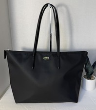 Lacoste L.12.12 Black Large Concept Horizontal Tote Bag Zip Top