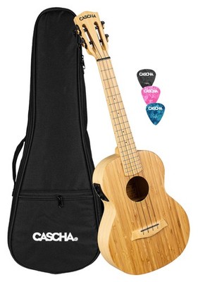 B-WARE Cascha 2314E Tenor Ukulele Bamboo Natur Tonabnehmer Tuner EQ Set Tasche