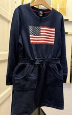 Polo Ralph Lauren Girls Fleece Blue Dress Flag Size Medium 8-10