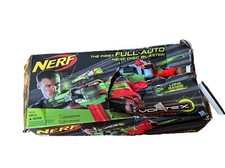 NERF 32218 VORTEX NITRON FULL AUTO DISC BLASTER WITH SCOPE NEW IN DAMAGED BOX