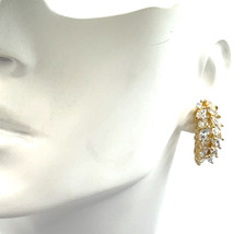 Sterling Silver Gold Vermeil Demi-hoop Cubic Zirconia Earrings