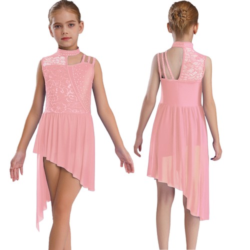 Kids Girls Dress Dance Dancewear Wrap Skirts Leotard Gymnastics Rhinestones - Picture 36 of 62