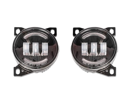 Black Plastic Fog Lamp Bezels and Black Full LED Fog Lights Set, Kenworth T660 - Picture 4 of 8