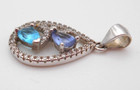 Sterling Silver Pendant 1" Birth Mother Stone Aquamarine Amethyst 1.9g Drop 925 — photo 2