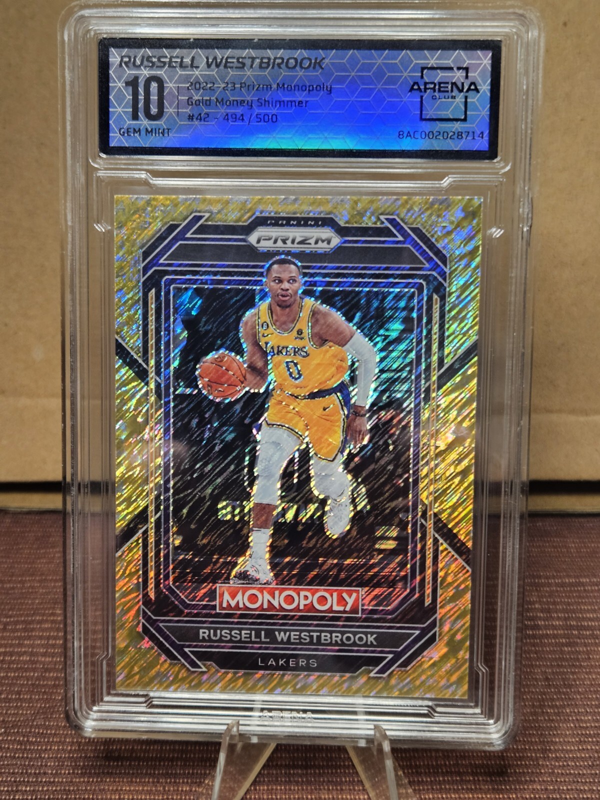 2022-23 Panini Prizm Monopoly - Gold Money Shimmer #42 Russell Westbrook /500