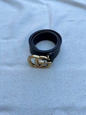 Authentic Gucci Belt Marmont Black Leather Golden Buckle Classic