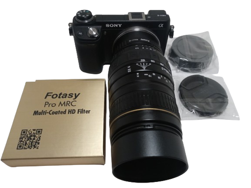 Sony E-mount adapted QUANTARAY 100-300 mm F/4.5-6.7 LDO Telephoto Zoom Lens
