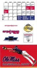 2007 UNIVERSITY OF MISSISSIPPI OLE MISS BASEBALL POCKET SCHEDULE - UNFOLDED