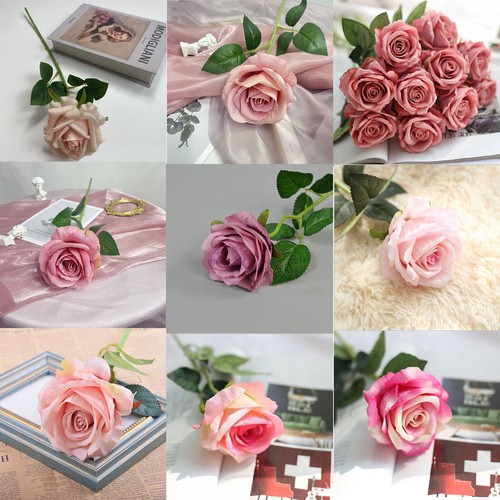 20x Long Stem Artificial Rose Flowers Velvet Bunch Wedding Home Bouquet Decor AU - Picture 2 of 35