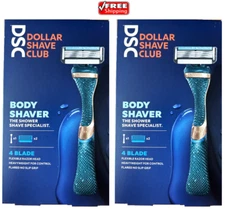 Dollar Shave Club 4-Blade Razor Handle w/2 Refill-Lot of 2=2 Handle, 4 Cartridge