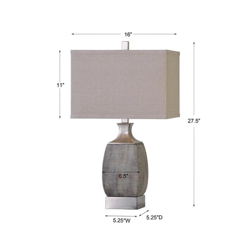 Uttermost Caffaro Ceramic Steel and Linen Table Lamp in Rust Bronze/Nickel/Beige - Picture 3 of 3