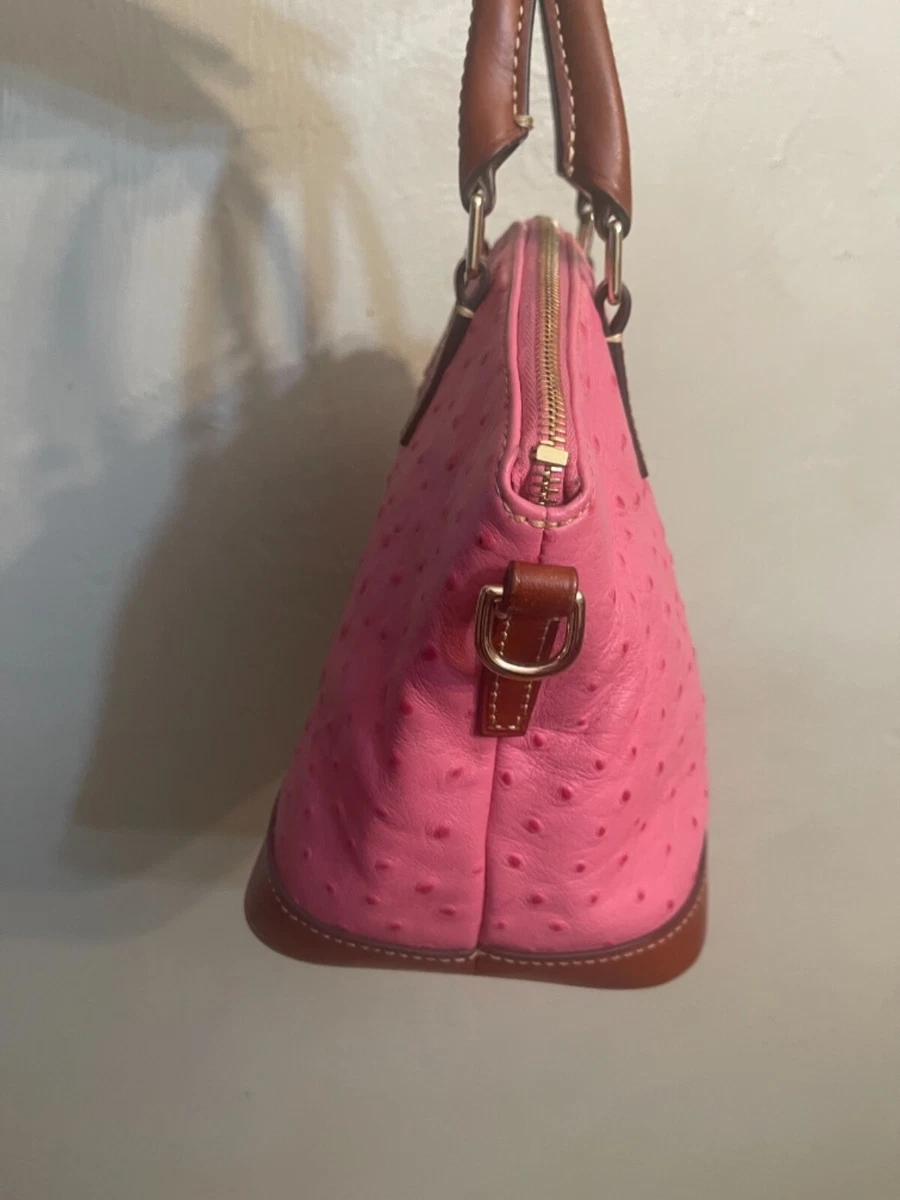 DOONEY BOURKE Toni Satchel OSTRICH Embossed Leather 258 HOT PINK