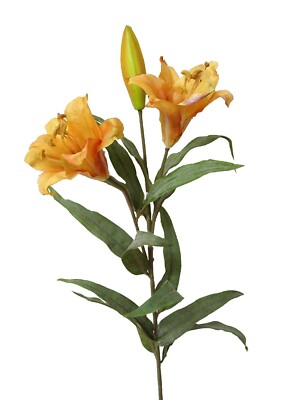 (01545-34009) ARTIFICIAL FLOR TRIPLE TIGER LILY LILIUM LIRIO AZUCENA NARANJA SAL
