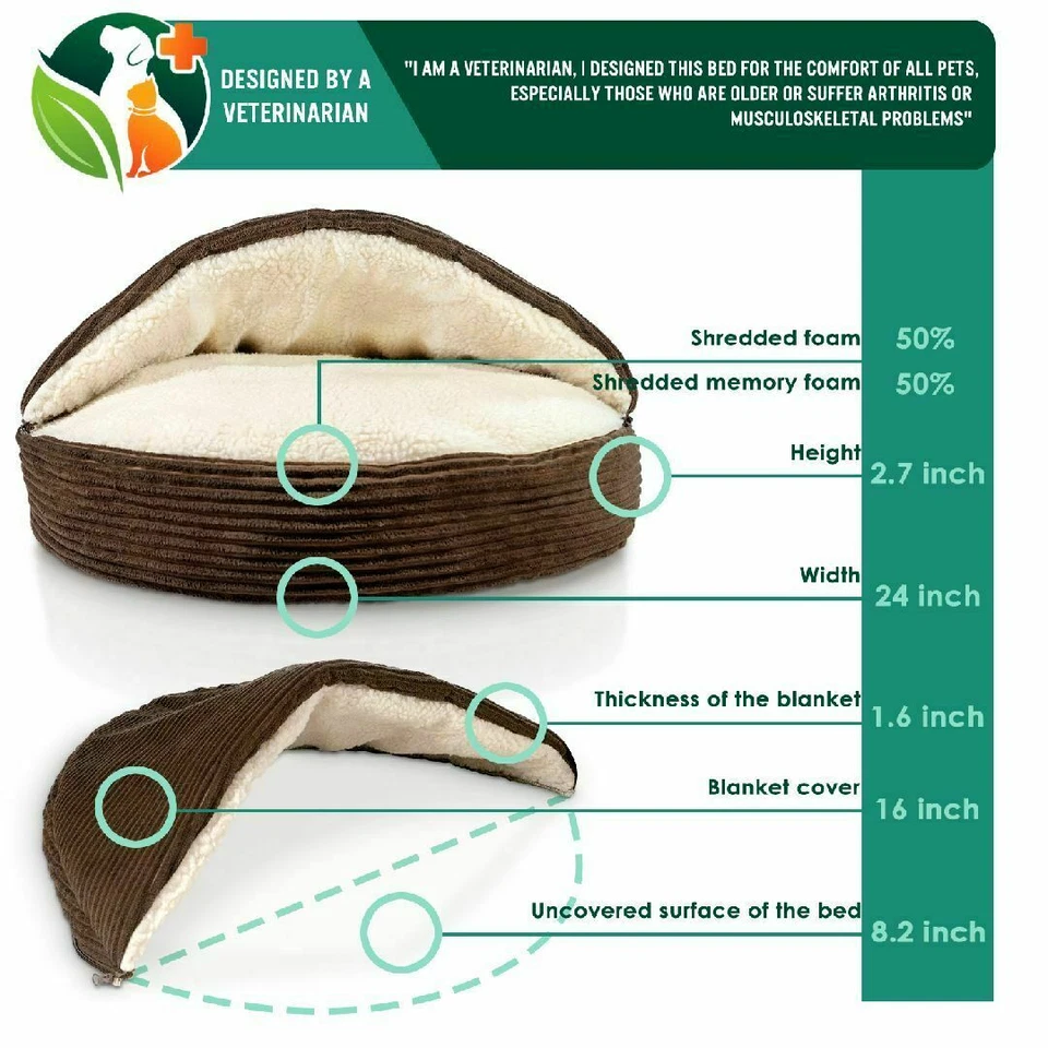 Pet Cave Snuggly Cozy Orthopedic Round Soft Bed for Small Dog or Cat  - Image 3 of 4