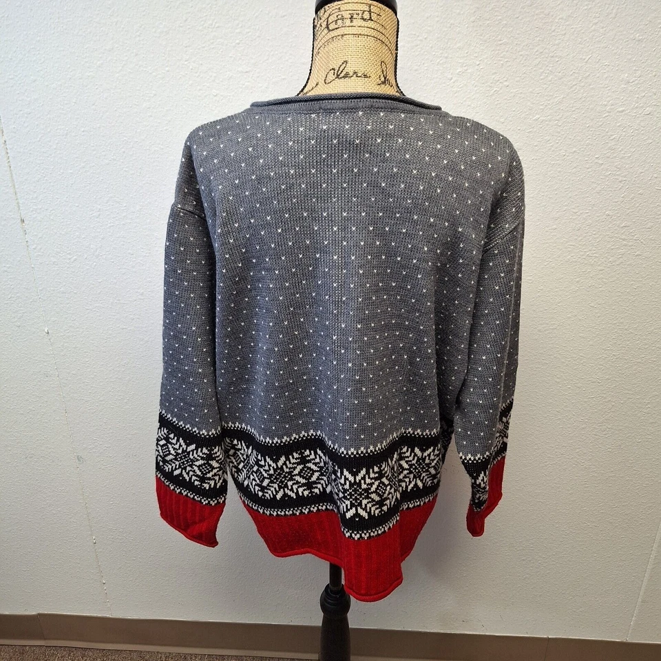 Tally Ho Holiday Fair Isle Cardigan Sweater Long Sleeve Stretch Gray Women Sz 1X - Image 3 of 4