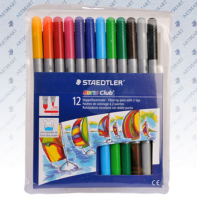 Staedtler 12 Colouring 2-Sided Drawing Art Noris Club  Felt Tip Pens Markers Set