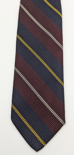 Vtg Brooks Brothers Makers Grenadine Weave Burgundy Navy Blue Striped Silk Tie - Picture 2 of 3
