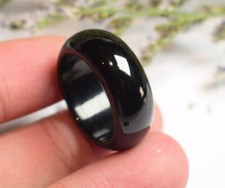 Video Certified Black Green Natural A JADE Jadeite Circle RING USA 7.5    504403