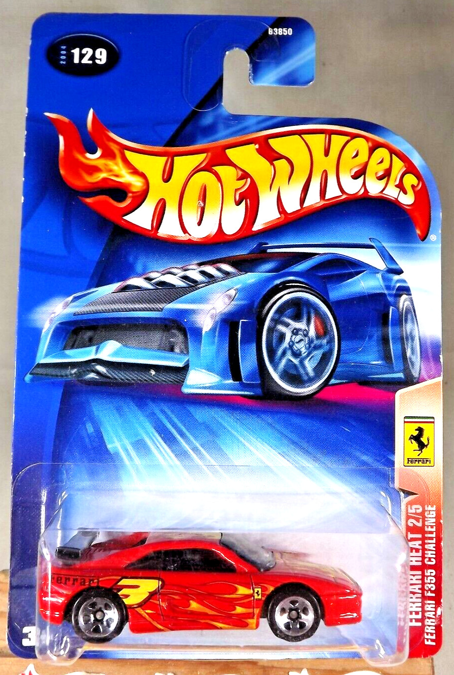 2004 Hot Wheels #129 Ferrari Heat 2/5 FERRARI F355 CHALLENGE Red w/Chrome 5Spoke