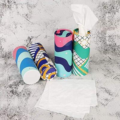 Car Tissues Cylinder 4-Pack - Round Tissue Box Holder For Cup Holder, Home, Office, Bathroom-735868
