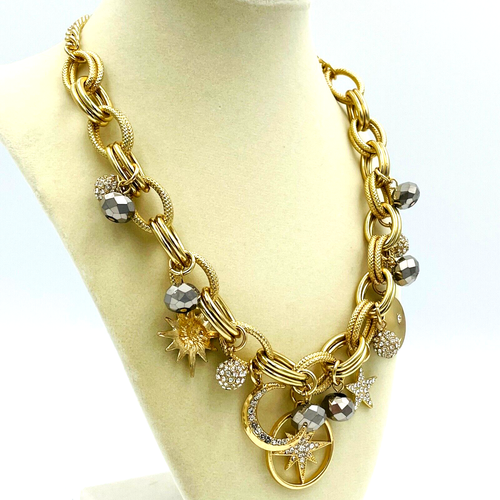 "Collar Off Park Collection 20"" Astrología Celestial Plata Tono Dorado Nuevo" - Imagen 11 de 15